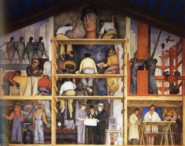 Diego Rivera œuvres - la réalisation d’une fresque montrant la construction d’une ville 1931 Diego Rivera